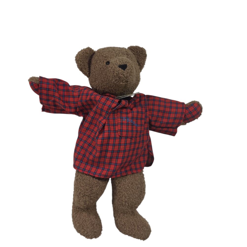 Vintage Wee Willie Winkie Brown Teddy Bear Plush Plaid Pajamas Stuffed Anima